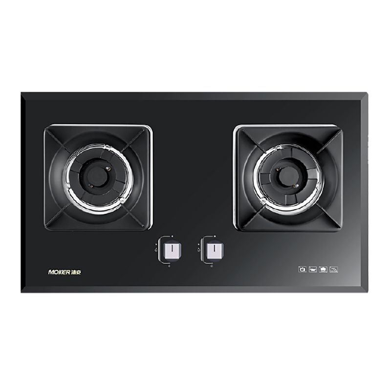 High End Kitchen Gas Stove With Black Tempered Glass